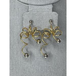 Vintage AVON Swirl Dangling Earrings Goldtone Steel Posts Statement